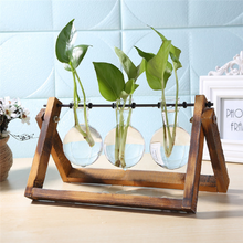 Load image into Gallery viewer, Creative Simple Style Glass Wood Plant Vase Home Decorative Planter