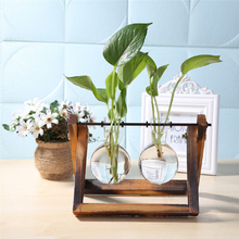 Load image into Gallery viewer, Creative Simple Style Glass Wood Plant Vase Home Decorative Planter