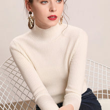 Load image into Gallery viewer, DeRuiLaDy 2019 Fall New Women Turtleneck Sweater Pullover Black Pink Knitted Slim Sweaters Tops Winter Casual Sweater Jumper Top