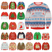 Load image into Gallery viewer, Unisex Men Women 2019 Large Size Christmas Sweater Print Round Neck Ladies Autumn Thin Winter Tops Clothing Long Sleeve Xmas XL