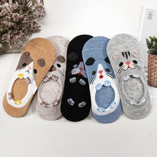 Load image into Gallery viewer, 28 Style 10 Piece=5 Pairs/lot Cute Harajuku Animal Socks Women Summer Korean Cat Bear Rabbit Funny Low Cut Ankle Sock Happy Sox