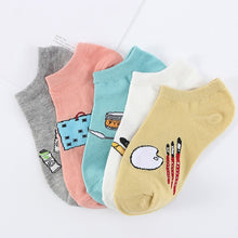 Load image into Gallery viewer, 28 Style 10 Piece=5 Pairs/lot Cute Harajuku Animal Socks Women Summer Korean Cat Bear Rabbit Funny Low Cut Ankle Sock Happy Sox