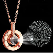 Load image into Gallery viewer, Rose Gold&Silver 100 languages I love you Projection Pendant Necklace Romantic Love Memory Wedding Necklace