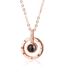 Load image into Gallery viewer, Rose Gold&Silver 100 languages I love you Projection Pendant Necklace Romantic Love Memory Wedding Necklace