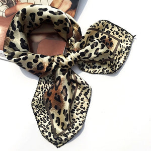 50*50 Multifunction Silk Scarf women fashion Printed Scarves Hair Tie Flower Leopard Striped Ribbon Headwear Retro Neckerchief