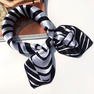 50*50 Multifunction Silk Scarf women fashion Printed Scarves Hair Tie Flower Leopard Striped Ribbon Headwear Retro Neckerchief