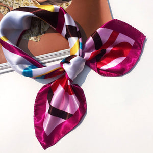 50*50 Multifunction Silk Scarf women fashion Printed Scarves Hair Tie Flower Leopard Striped Ribbon Headwear Retro Neckerchief