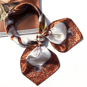 50*50 Multifunction Silk Scarf women fashion Printed Scarves Hair Tie Flower Leopard Striped Ribbon Headwear Retro Neckerchief