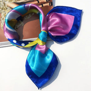 50*50 Multifunction Silk Scarf women fashion Printed Scarves Hair Tie Flower Leopard Striped Ribbon Headwear Retro Neckerchief