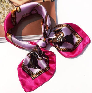 50*50 Multifunction Silk Scarf women fashion Printed Scarves Hair Tie Flower Leopard Striped Ribbon Headwear Retro Neckerchief