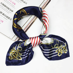 50*50 Multifunction Silk Scarf women fashion Printed Scarves Hair Tie Flower Leopard Striped Ribbon Headwear Retro Neckerchief
