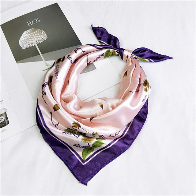 50*50 Multifunction Silk Scarf women fashion Printed Scarves Hair Tie Flower Leopard Striped Ribbon Headwear Retro Neckerchief
