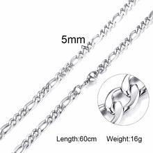 Load image into Gallery viewer, Silverly Square Box Link and Ingot Chain Necklace for Men Stainless Steel Choker with 21-24 Inches (2.1mm-5mm Wide)