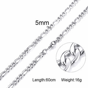 Silverly Square Box Link and Ingot Chain Necklace for Men Stainless Steel Choker with 21-24 Inches (2.1mm-5mm Wide)