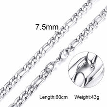 Load image into Gallery viewer, Silverly Square Box Link and Ingot Chain Necklace for Men Stainless Steel Choker with 21-24 Inches (2.1mm-5mm Wide)