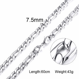 Silverly Square Box Link and Ingot Chain Necklace for Men Stainless Steel Choker with 21-24 Inches (2.1mm-5mm Wide)