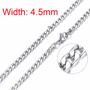 Silverly Square Box Link and Ingot Chain Necklace for Men Stainless Steel Choker with 21-24 Inches (2.1mm-5mm Wide)