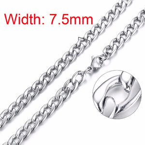 Silverly Square Box Link and Ingot Chain Necklace for Men Stainless Steel Choker with 21-24 Inches (2.1mm-5mm Wide)