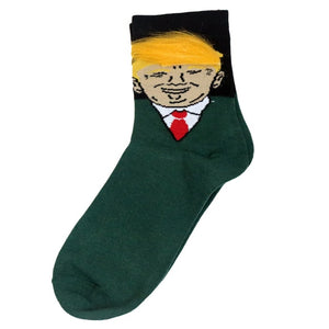 2pcs/pair President Donald Trump Socks Funny Print Adult Casual Crew Socks 3D Fake Hair Crew Socks Hip Hop Skateboard Sock