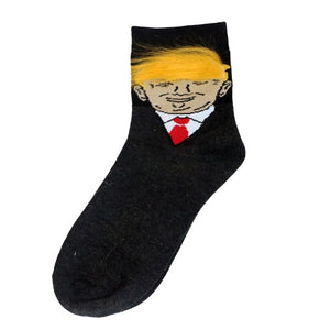 2pcs/pair President Donald Trump Socks Funny Print Adult Casual Crew Socks 3D Fake Hair Crew Socks Hip Hop Skateboard Sock