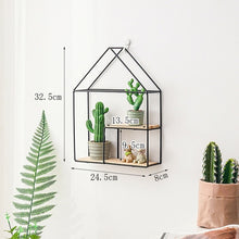 Load image into Gallery viewer, New Wooden Gold Storage Racks Hanging Decor Storage Box Flower Pot House Storage Rack Wall Book Figurines Display Crafts Shelves