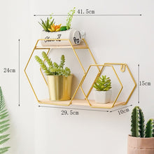 Load image into Gallery viewer, New Wooden Gold Storage Racks Hanging Decor Storage Box Flower Pot House Storage Rack Wall Book Figurines Display Crafts Shelves