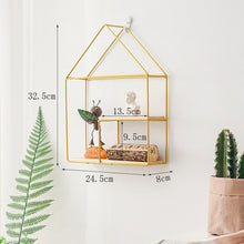 Load image into Gallery viewer, New Wooden Gold Storage Racks Hanging Decor Storage Box Flower Pot House Storage Rack Wall Book Figurines Display Crafts Shelves