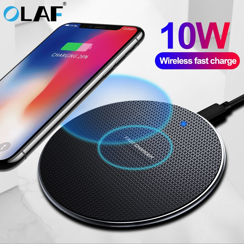 Olaf 10W Fast Wireless Charger For Samsung Galaxy S10 S9/S9+ S8 Note 10 USB Qi Charging Pad for iPhone 11 Pro XS Max XR X 8 Plus