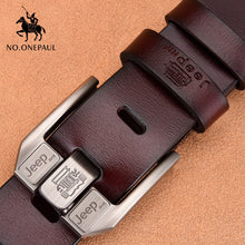 Load image into Gallery viewer, NO.ONEPAUL Genuine Leather For Men High Quality Black Buckle Jeans Belt Cowskin Casual Belts Business Belt Cowboy waistband