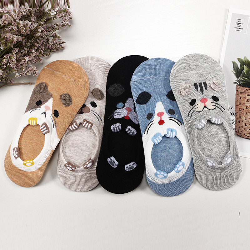 28 Style 10 Piece=5 Pairs/lot Cute Harajuku Animal Socks Women Summer Korean Cat Bear Rabbit Funny Low Cut Ankle Sock Happy Sox