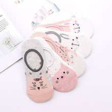 Load image into Gallery viewer, 28 Style 10 Piece=5 Pairs/lot Cute Harajuku Animal Socks Women Summer Korean Cat Bear Rabbit Funny Low Cut Ankle Sock Happy Sox