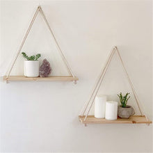 Load image into Gallery viewer, Premium Wood Swing Hanging Rope Wall Mounted Shelves Plant Flower Pot Rack indoor outdoor decoration simple design Shelves #Y20