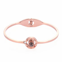 Load image into Gallery viewer, Fashion Women 100 Languages I Love You Memory Bracelet Steel Rose Gold Roman Numerals Crystal Charm Bracelets &amp; Bangles Gifts