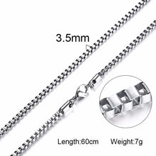 Load image into Gallery viewer, Silverly Square Box Link and Ingot Chain Necklace for Men Stainless Steel Choker with 21-24 Inches (2.1mm-5mm Wide)