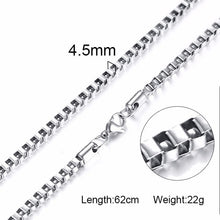 Load image into Gallery viewer, Silverly Square Box Link and Ingot Chain Necklace for Men Stainless Steel Choker with 21-24 Inches (2.1mm-5mm Wide)