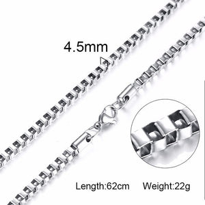 Silverly Square Box Link and Ingot Chain Necklace for Men Stainless Steel Choker with 21-24 Inches (2.1mm-5mm Wide)