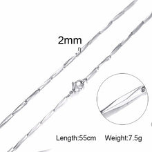 Load image into Gallery viewer, Silverly Square Box Link and Ingot Chain Necklace for Men Stainless Steel Choker with 21-24 Inches (2.1mm-5mm Wide)