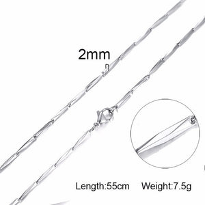 Silverly Square Box Link and Ingot Chain Necklace for Men Stainless Steel Choker with 21-24 Inches (2.1mm-5mm Wide)