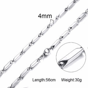 Silverly Square Box Link and Ingot Chain Necklace for Men Stainless Steel Choker with 21-24 Inches (2.1mm-5mm Wide)