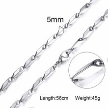 Load image into Gallery viewer, Silverly Square Box Link and Ingot Chain Necklace for Men Stainless Steel Choker with 21-24 Inches (2.1mm-5mm Wide)