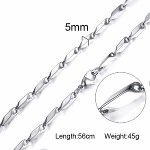 Silverly Square Box Link and Ingot Chain Necklace for Men Stainless Steel Choker with 21-24 Inches (2.1mm-5mm Wide)