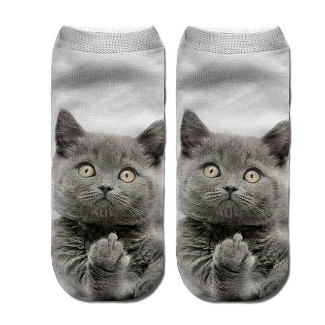 RUBU women's funny animal Cute 3D Print Socks Women Ankle Socks Unisex Socks Hot women Fashion Sox cartoon cat for female 5H1